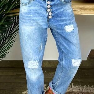 Pocket Button Fly Denim Stretchy Jeans
